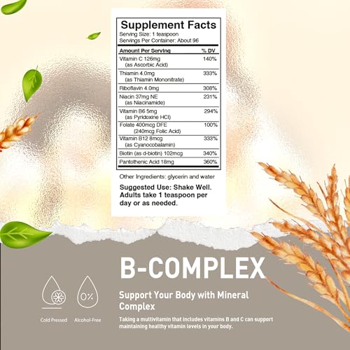  HoneyCombs Super B Complex Vitamins with Vitamin C - Liquid Supplement for Energy Boost - Alcohol-Free - 16 Fl Oz
| Hon