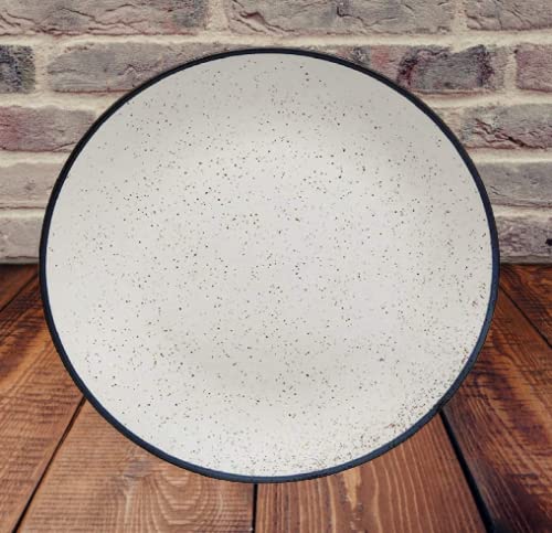 Image of Ceramic Plate Set,10 inches - Set of 6 Large Size Dinner Plate for Snacks, Appetizers etc. Handmade Stoneware Dinner Plate (Blue) (White Marble Matte)
