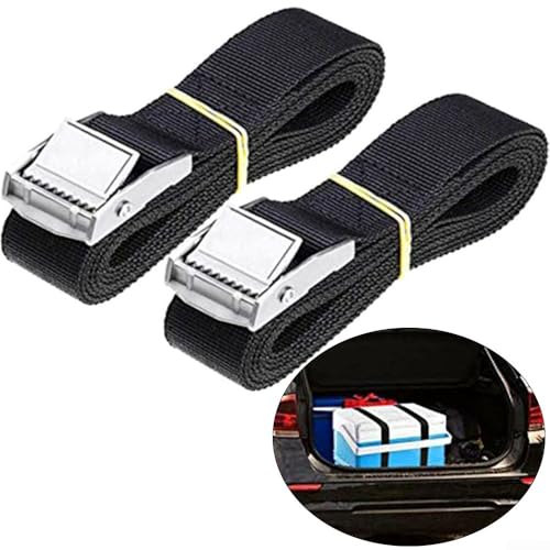 2Pcs Heavy Duty Luggage Strap Tie Down Belts with Cam Buckle for Car Rack Roof Cargo Securing and Transport Safety