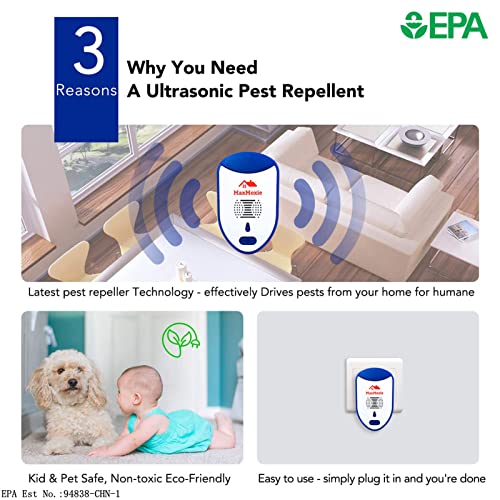 Maxmoxie Ultrasonic Pest Repeller, Humane Mice Control Electronic Insect Repellent, Reject Rodent Bed Bug Spider Rat #TOP2