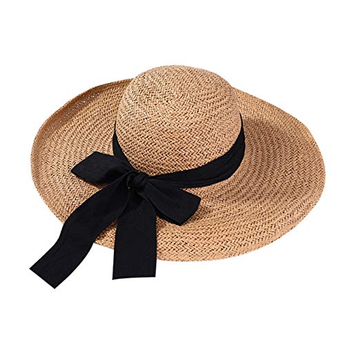 Preisvergleich Produktbild BSWL Sonnenhut weiblich Reisebogen Strandhut Sommer UV-Schutz Sonnenschutzhut faltbar handgemacht groß entlang Strohhut