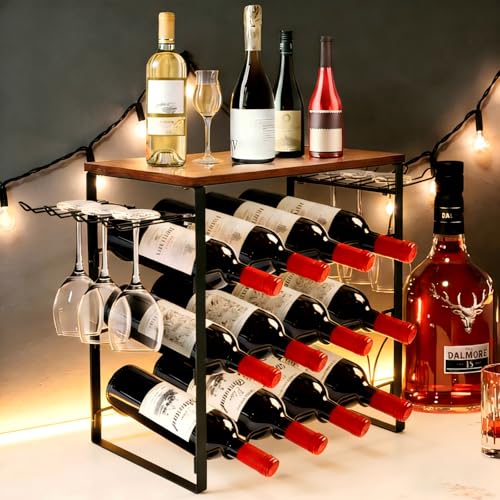 50% Off Black 3-Tier Wavy Wine Rack for 12 Bottles