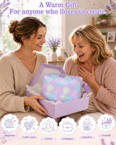 Image of Aeelike Crochet Kit for Beginners Adult, Complete Knitting Yarn Kit, Purple | 87 PCS Crochet Kits for Beginners All-inclusive Crochet Set with Yarns Hooks Step-By-Step Instruction Storage Bag, Ideal Gift