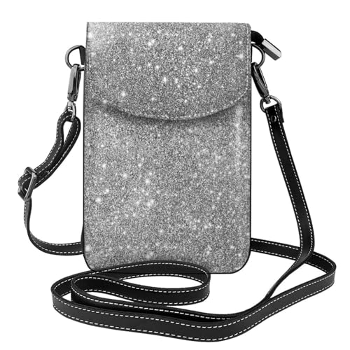Pochette téléphone portable femme paillettes argentées sac bandoulière