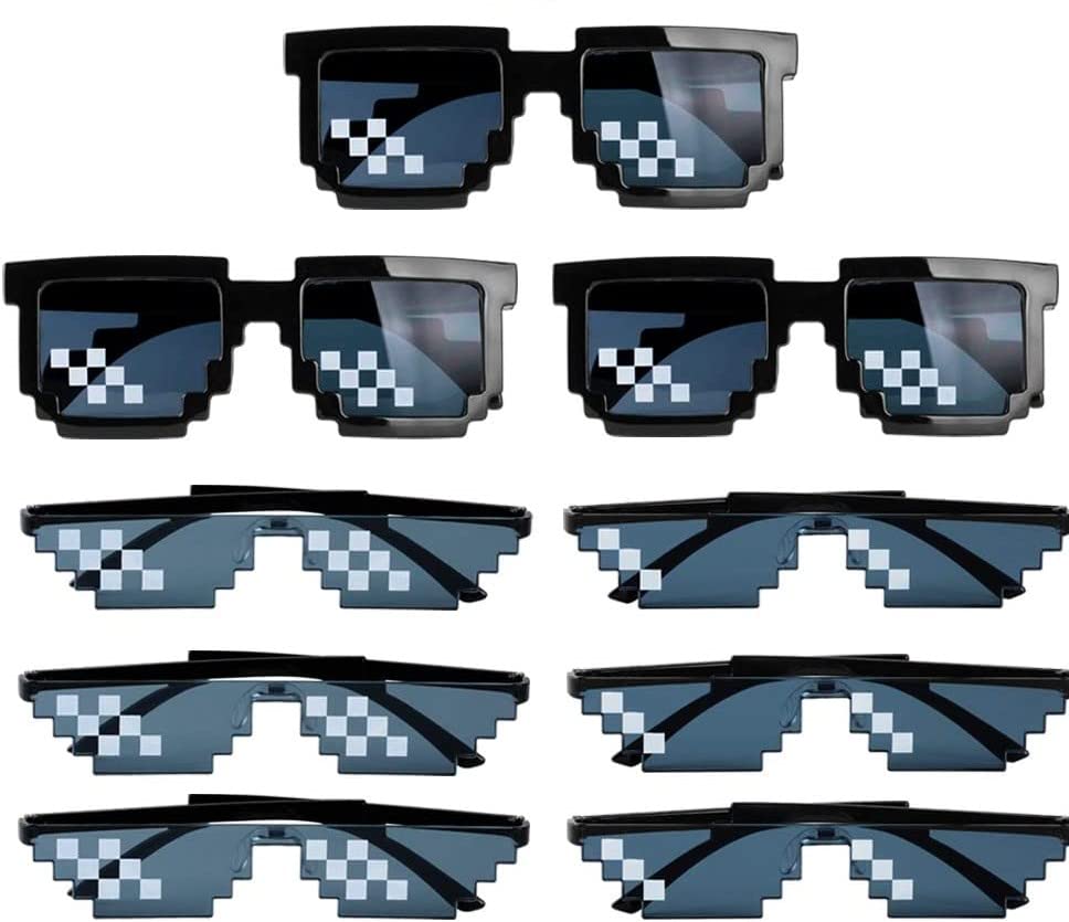 PIQIUQIU 9 Piezas Gafas Mosaico Pixeladas Divertidas Disfraz