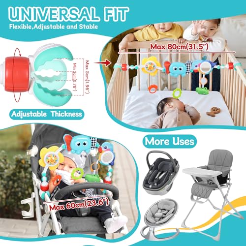 Image of Orzbow Adjustable Stroller Hanging Toys, Arch Crib Mobile with Fascinating Toys to Stimulate Baby's Senses and Develop Motor Skills, Baby Mobile for Bassinet, Car Seat & Bouncer, Elephant