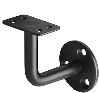 8 Pack Black Handrail Bracket for Flat Surface Square Top Railing, Wall Mount Support, Carbon Steel