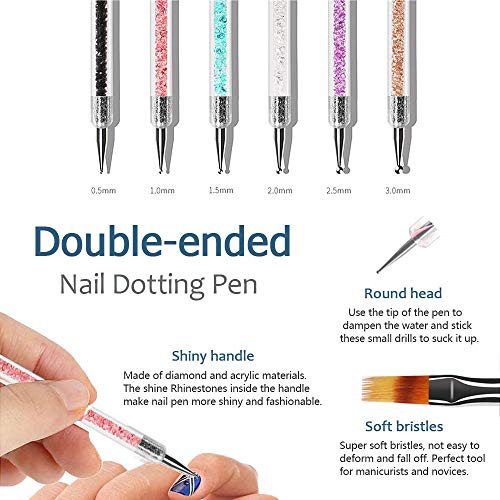 Sunwuun 6 Piece Nail Brush Set, Nail Art Dotting Pens Kit Includes Acrylic Rhinestone Crystal Brush Salon Decoration… – Bild 4