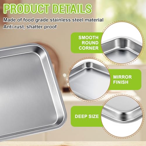 Afarnook 6 Pcs 7.5 X 5.5 Inch Small Baking Sheet Stainless Steel Pan by Afarnook - Used condition - Image 3