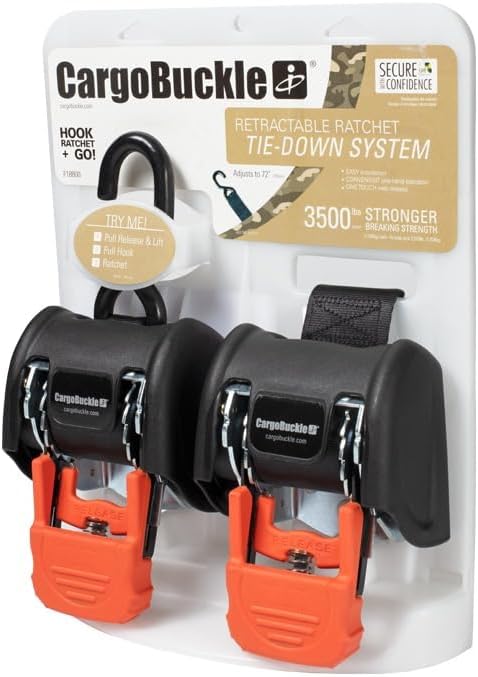72" Cargo Tie Down Strap Retractable Ratchet 1167 lb Load - F18800