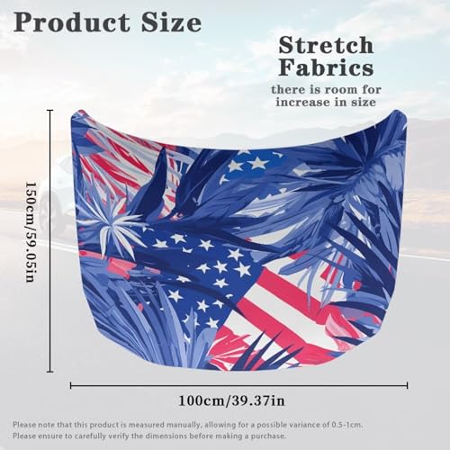 Image of Tropical Plants US Flag Car Hood Covers for Automobiles, Universal Hawaiian Palm Leaves Flag Car Bonnet Banner for Most Vehicles Sedans Trucks SUVs, All-Season Protection