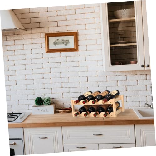 Soporte de vino de madera doble capa diseño moderno miniatura 4