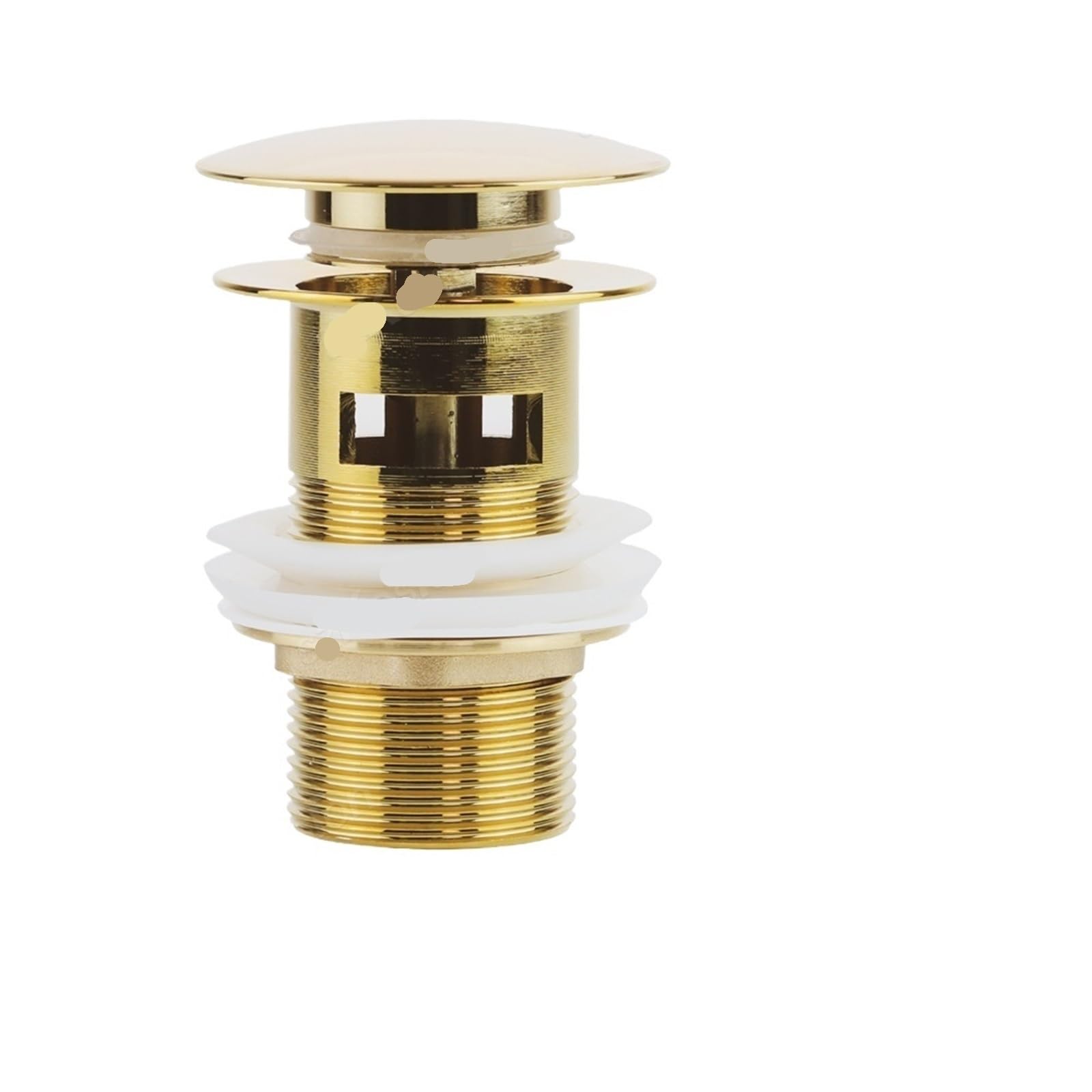 Botón de Drenaje emergente Dorado, escurridor Fregadero baño, tapón residuos sifón, Accesorio for Grifo Lavabo, Tubo Negro para lavabos de baño(Titanium Gold Hole)
