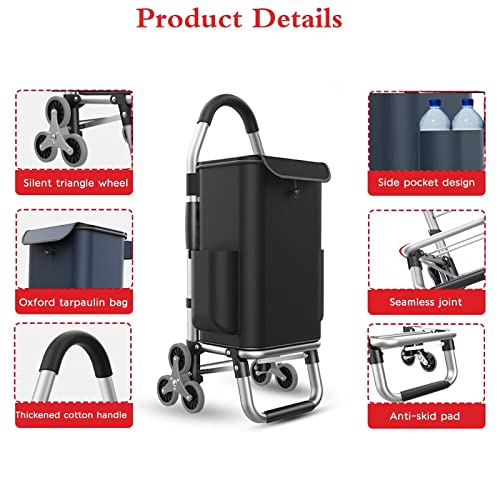 Einkaufstrolley mit abnehmbarer Tasche, 103 cm Höhe, leichtgängige PU-Räder für mühelosen Transport und Aufbewahrung, leicht und Lebensmittelwagen, ideal für Einkäufe und Besorgungen – Bild 3