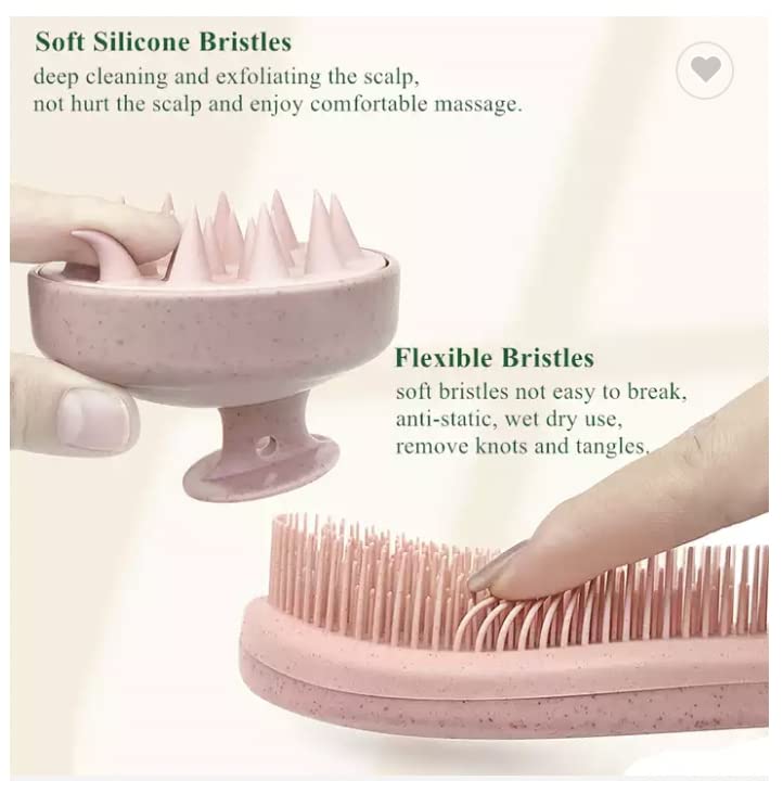 Miniatura 8 de Cepillo desenredante ecológico con masajeador de cuero cabelludo, nudo anitario para un cabello suave y sin encrespamiento, exfoliante para cuero