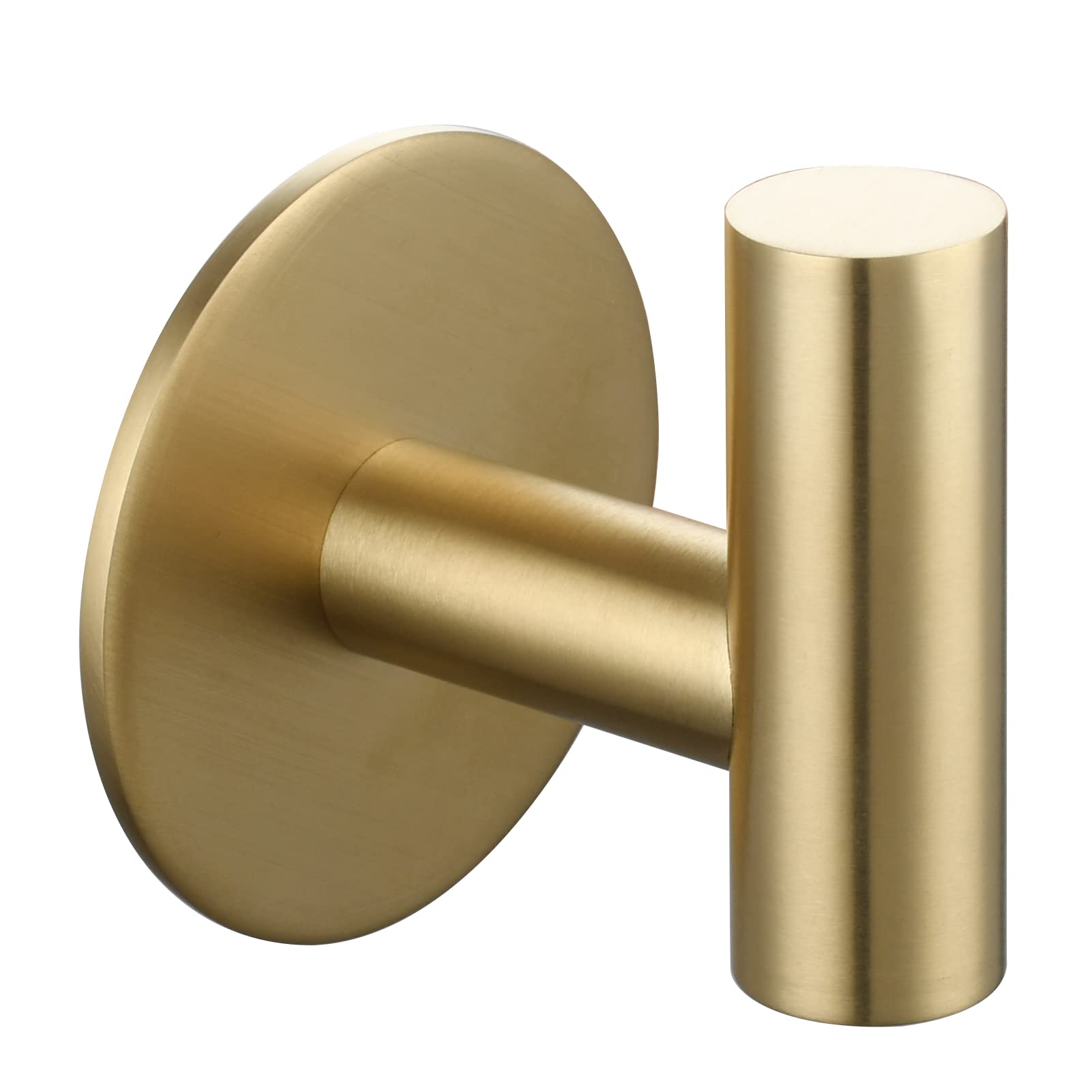 TecmologSelf Adhesive Towel Hook Stainless Steel Heavy Duty Wall Hook for Hanging Towels and Shower Puffs, Brushed Gold, SBH235J