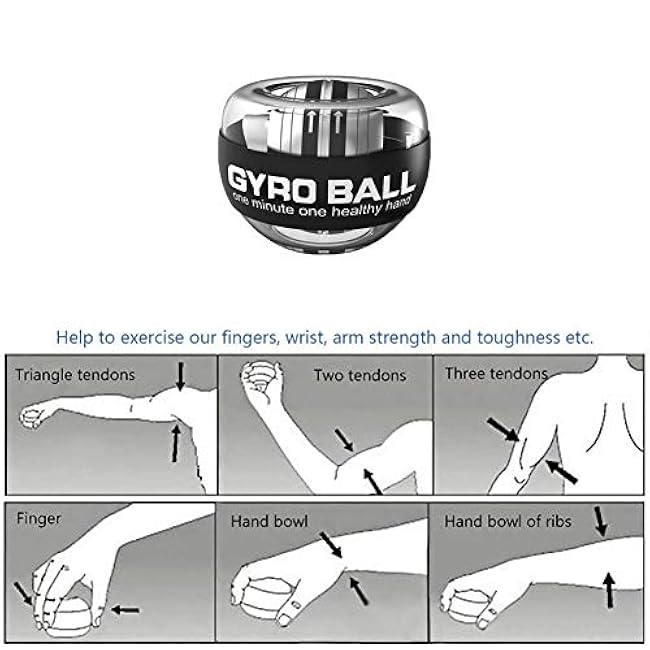 Auto-Start Wrist Power Gyro Ball, Wrist Strengthener and Forearm Exerciser for Stronger Arm Fingers Wrist Bones and Muscle with LED Lights