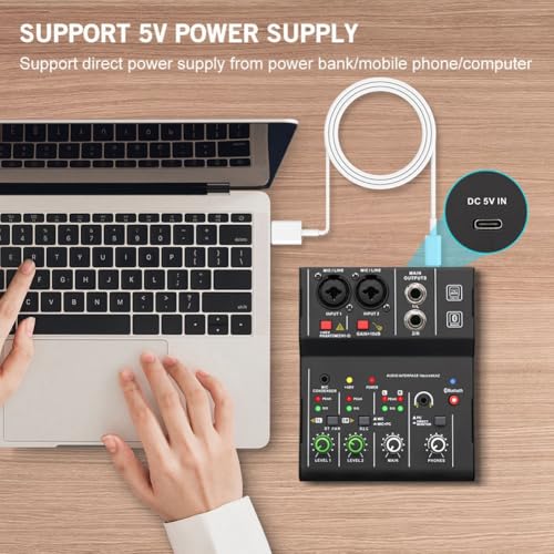 Interface audio USB avec mini mixer 2 canaux pour chant et guitare
