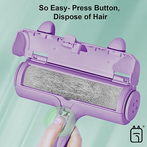 Image of ACE2ACE Pet Hair Remover Roller, Reusable Animal Hair Removal Brush for Dogs and Cats, Self Clean Pet Roller for Carpet, Furniture, Rugs, Laundry, Clothes and Bedding, Sofa, Purple