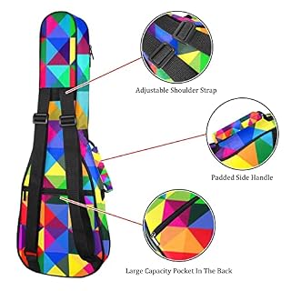 Housse pour ukulélé – Motif carreaux colorés – 10 mm d’épaisseur – Rembourrage en éponge de 53,3 cm – Avec sangles… - Les Beatles, Paul McCartney, John Lennon, RIngo Starr, George Harrison Housse pour ukulélé - Motif carreaux colorés - 10 mm d'épaisseur - Rembourrage en éponge de 53,3 cm - Avec sangles… – Image 3