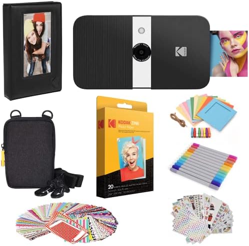 KODAK Smile Instant Print Digital Camera Slide-Open 10MP Camera w/2x3 ZINK Printer, Screen, Fixed Focus, Auto Flash and Photo Editing White/Yellow