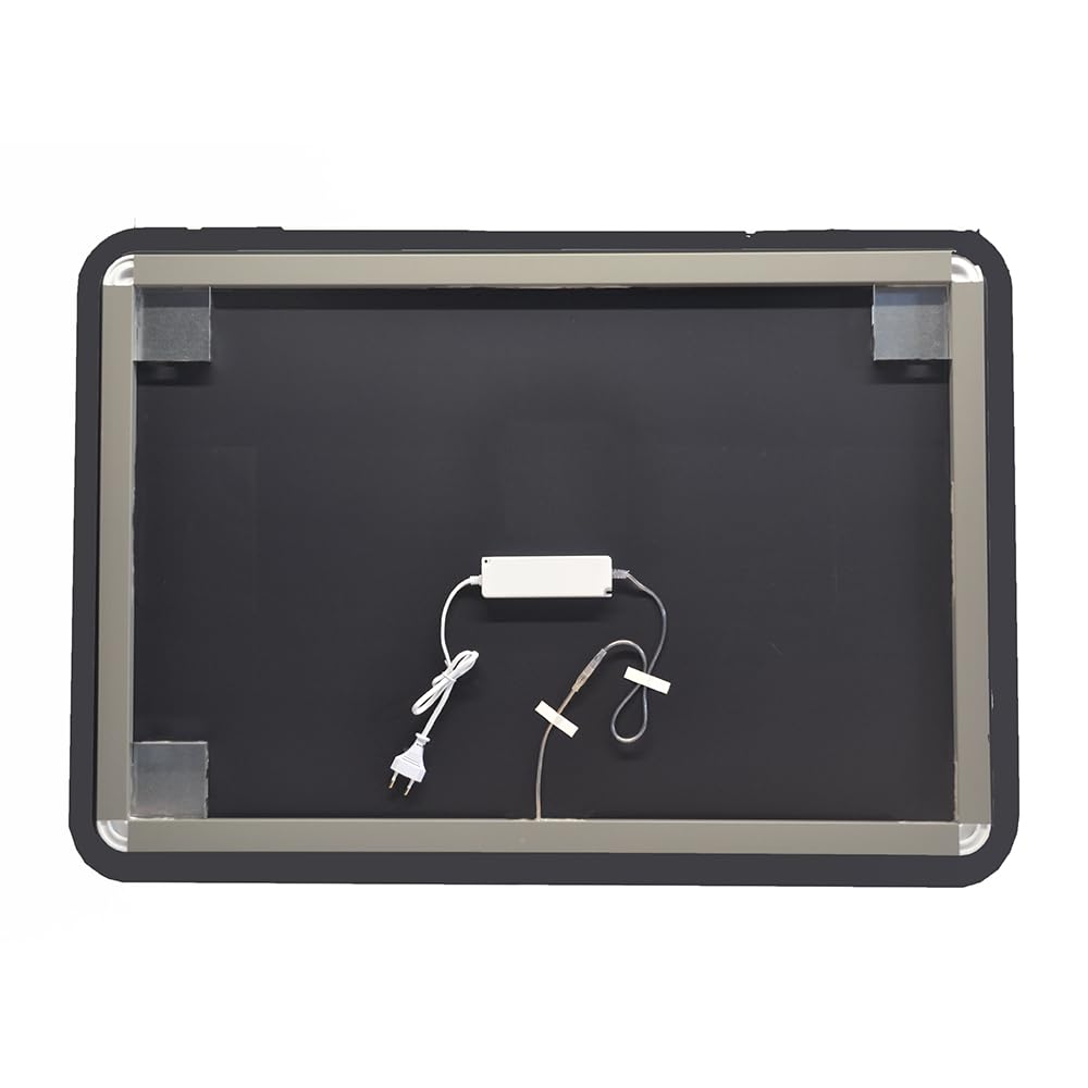 Inbagno Specchio LED 70x80 illuminazione perimetrale e angoli raggiati, a filo lucido con installazione reversibile
