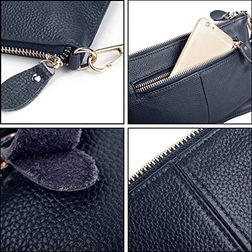 Image of YALUXE Genuine Leather Wristlet Handbags Purses Cell Phone Pocket Clutch Wallet Crossbody Bags for Women