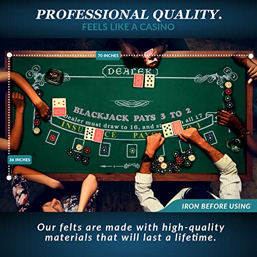 Poker Table Top Mat Texas Holdem Blackjack Felt Game Table Topper Cover Double Sided Storage Case Included. 3 X 6 Ft. (36 X 72 In.) Easy Slide And Glide Design #TOP3