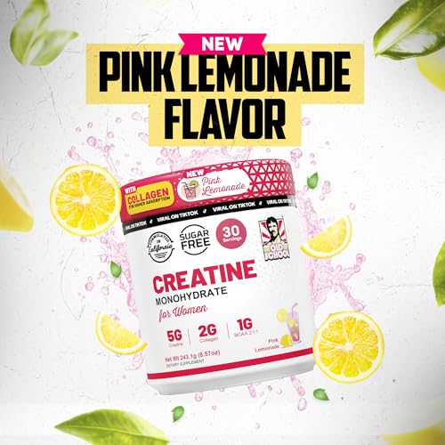 Image of Old School Labs Creatine for Women-Post-Workout Supplement with 5000mg Creatine Monohydrate Powder, 2000mg Collagen & BCAA 2:1:1 for Strength Support & Recovery- Pink Lemonade - 8.57 Ounce (Pack of 1)