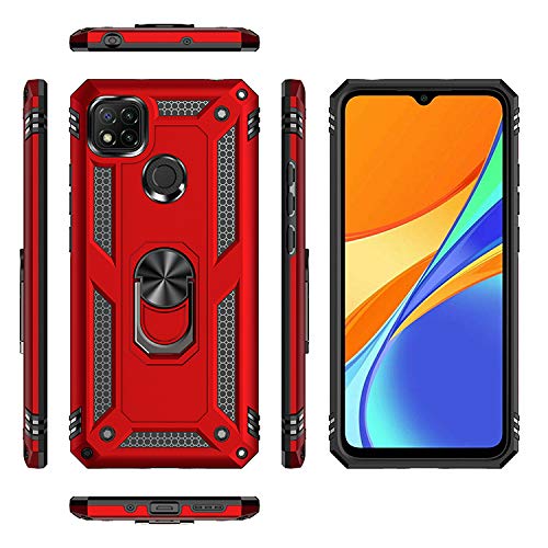 COOL Schutzhülle Für Xiaomi Redmi 9C / 10A: Mit Metall-Ring & Magnethalter, Stoßfest – In Rot