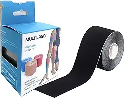 Rolo Fita Kinésio 5 x 500 Cm Tape Bandagem Elástica Funcional Adesiva Preta Musculação Hipoalergênica Melhora Circulação Evita Lesões Resistente A Água Muscle Fix Multilaser