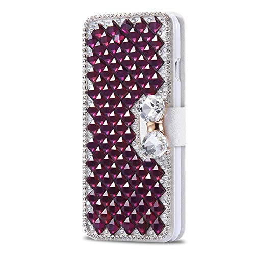 Preisvergleich Produktbild Homikon PU Leder Hülle Retro Schön Glänzend Glitzer Diamant Schmetterling Schutzhülle Brieftasche Ledertasche Handyhülle Mädchen Frau Flip Wallet Case Kompatibel mit Samsung Galaxy S8 Plus - Lila