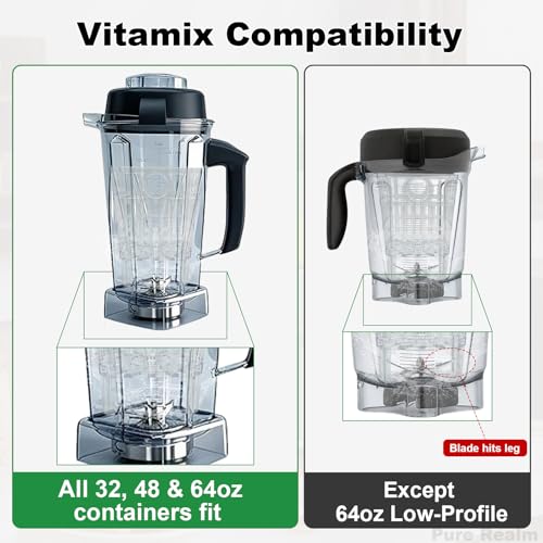Image of Pure Realm Blender Attachment Fruit & Vegetable Washer Compatible with Vitamix Classic 5200, Ascent X2-X5, 5300, 48oz /64oz Containers & More，Not for Ninja or Low-Profile Vitamix Models，BPA-Free Tritan