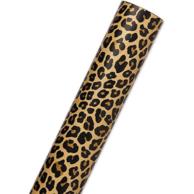 American Greetings Reversible Wrapping Paper Jumbo Roll, Leopard and Gold (1 Roll, 175 sq. ft.)
