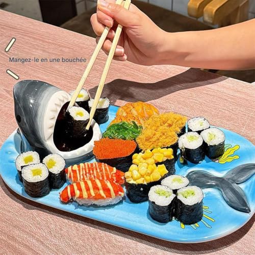 Plat requin avec compartiment à sauce en céramique fine pour table chic - 6