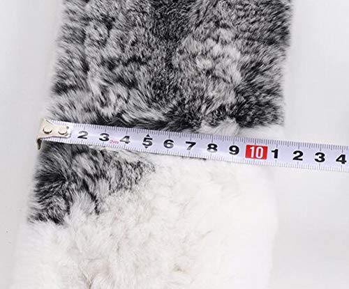 Valpeak Real Fur Scarves Women Winter Fur Neck Warmer Scarf Cold Weather Rabbit Knitted Fuzzy Fluffy (Graywithred) #TOP7