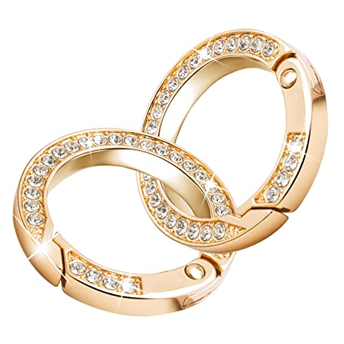 [PureSino] Kocana カラビナ 丸型 レディース カバン飾り キラキラキーリング カラビナ 丸型 キーホルダー 丸型 チャーム リング 鍵 バッグ チャーム リングクラスプ キーホルダー作り 鍵飾り アクセサリー (ゴールド) - PureSino - 商品画像