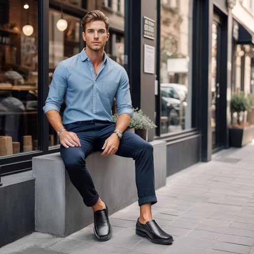 Image of HEEZ Mens Loafers, Split Leather Oxford Dress Shoes for Men, Formal Casual Business Shoes