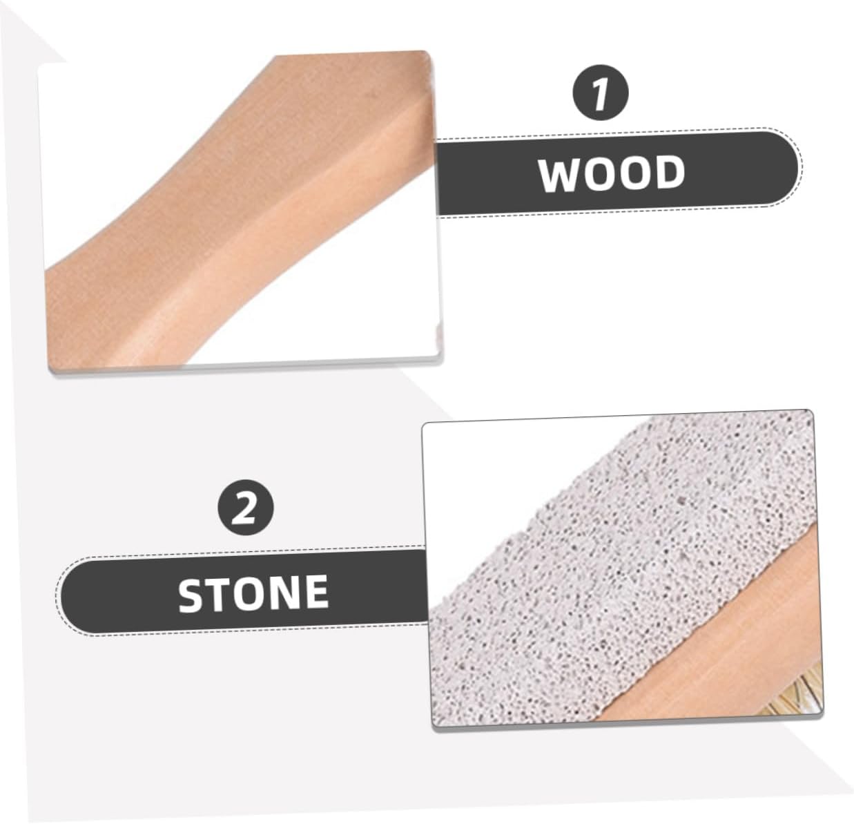 VILLCASE 3pcs Foot Pumice Brush and Scrubber with Bristle and Pumice Stone Wooden Handle Foot File for Dead Skin Removal and Exfoliating for Pedicure and Home Use