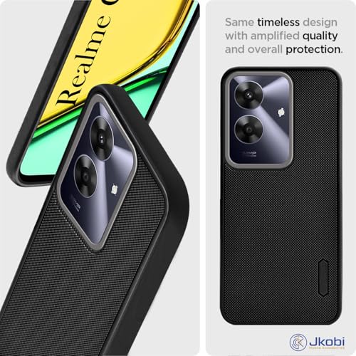 Image of Jkobi Back Cover Case for Realme C61 | Realme Narzo N61 (Textured Grip Design | Camera Protection | Slim and Light Weight | Soft Touch and Feel | Black)