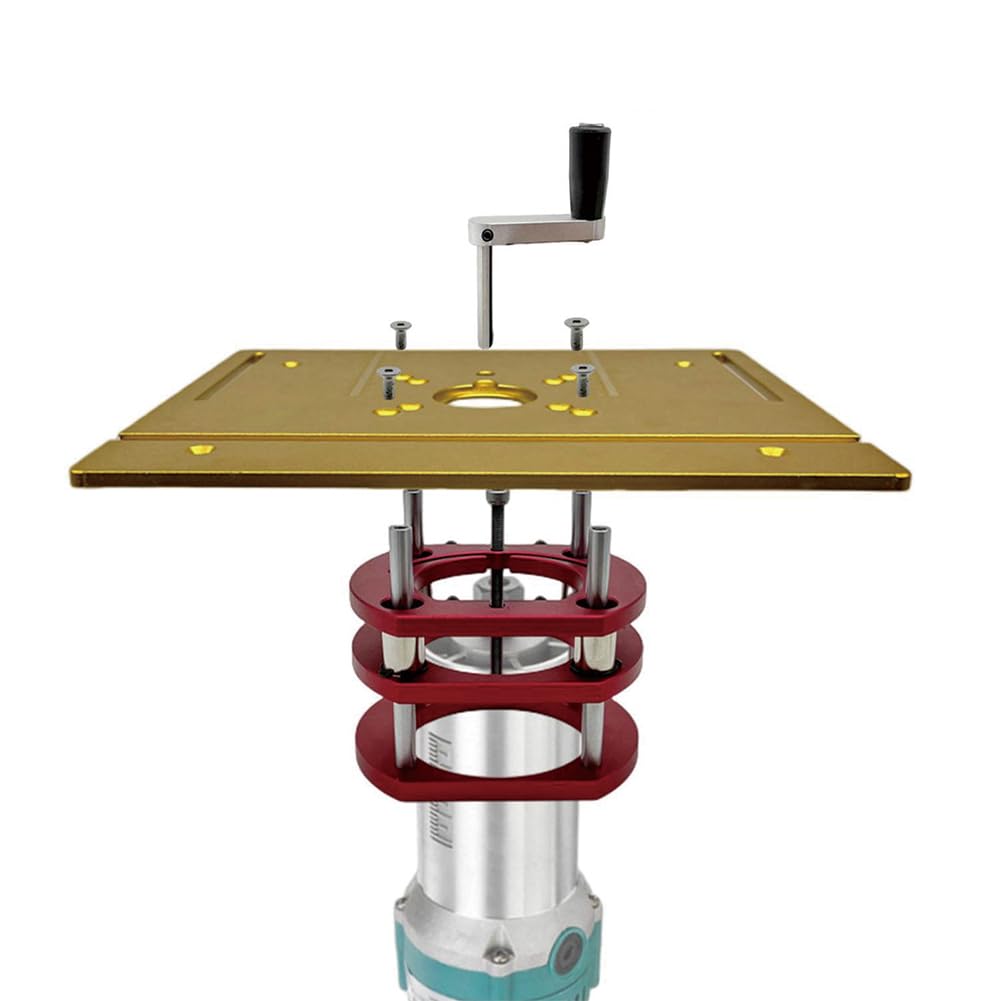 Lift de fraisage, routeur Lift Base élévateur de fraisage pour moteurs, poignée à manivelle, système de table, travail du bois, plaque d'insertion, alliage d'aluminium, acier inoxydable,