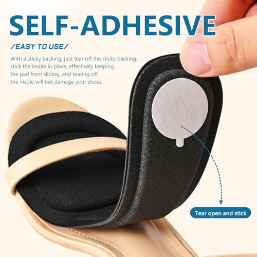 Image of XINIFOOT 4 Pairs High Heel Inserts Women, 3 /4 Length Women Thin Shoe Insoles for High Heels, Pumps, Open Toes, Flats, and Sandals, Cushion for Heel and Ball of The Foot, Shock Absorption (Beige)