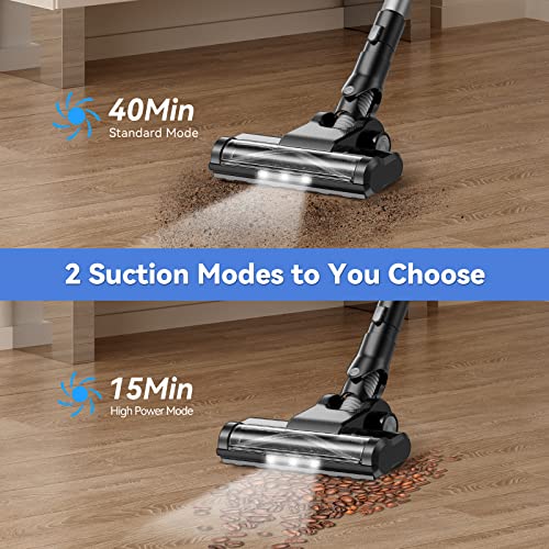 Firstlove Cordless Vacuum Cleaner, Stick Vacuum Cleaner With Lighting Detachable Battery For Hard Floor Carpet Pet Hair Max 45 Min Runtime - Gray #TOP6