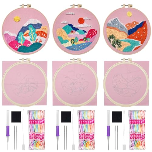 Allazone 3 Set Punch Needle Embroidery Kits, Punch...