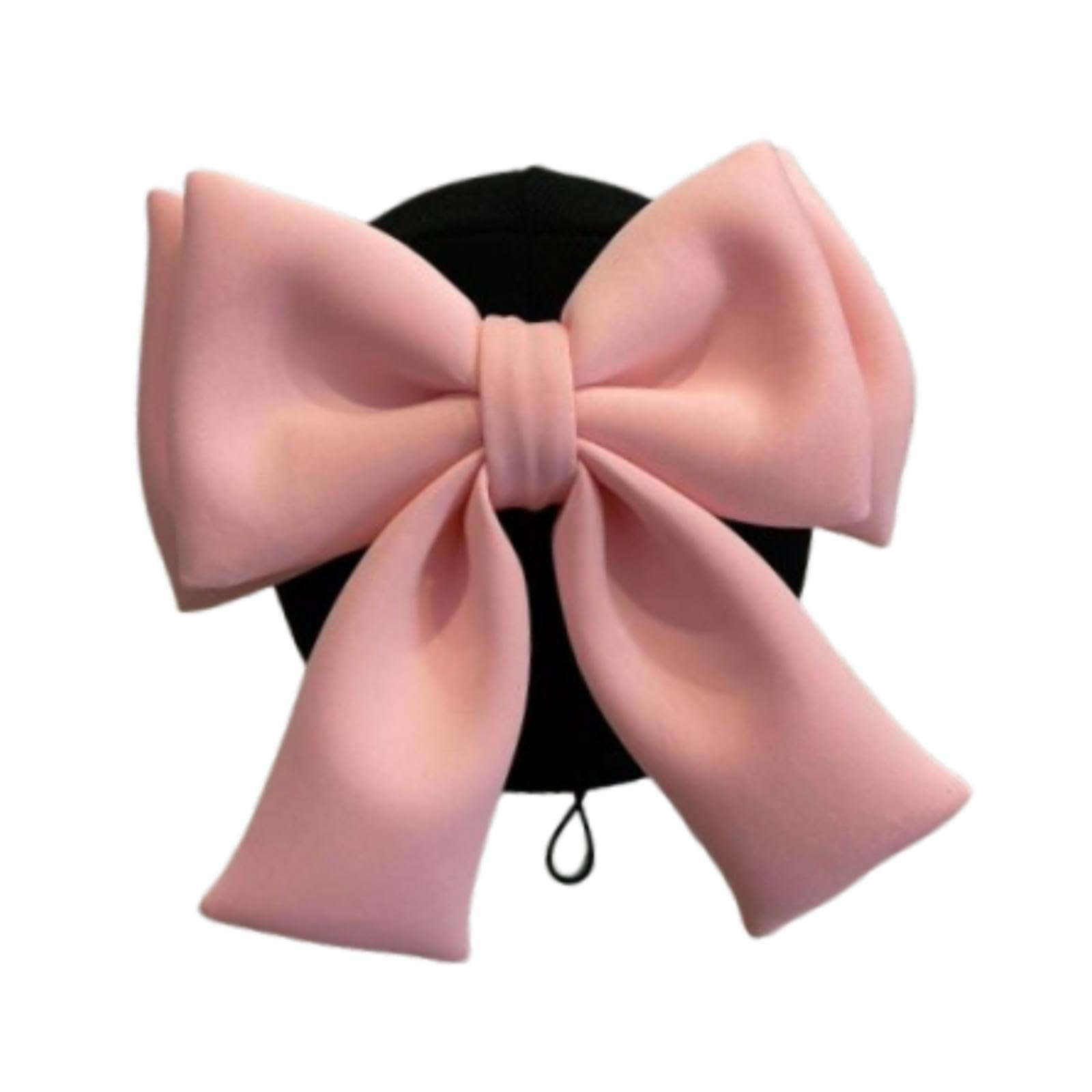 rockible Ski Helmet Cover Knitted Cap Skiing Helmet Cover Soft Elastic Lovely Bowknot Helmet Decoration for Snowboard Cycling Skating, Black and Pink