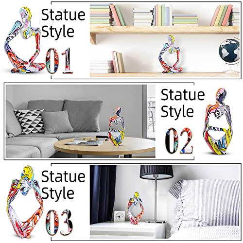 Large Abstract Graffiti Thinker Statue Colorful Meditation The Thinker Statue Minimalist Art Thinker Figurine Ornaments, Home Office Bookshelf Coffee Table Tabletop Living Room Decor Figurine (Left) #TOP2