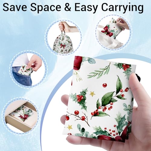 Image of Holly Leaves Bowknot Grip Bag for Gymnasts Green Lightweight Gymnastics Drawstring Gym Bag