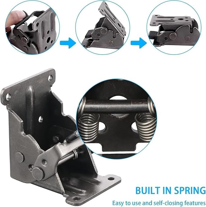 GOPINATH ECOM 90 Degree Folding Table Leg Brackets | Heavy Duty Steel Self-Locking Hinges for Foldable Tables Workbenches Desks with Screws Load Capacity 500lbs (Pack of 1) 2