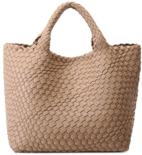 Woven Bag for Women, Vegan Leather Tote Bag Large...