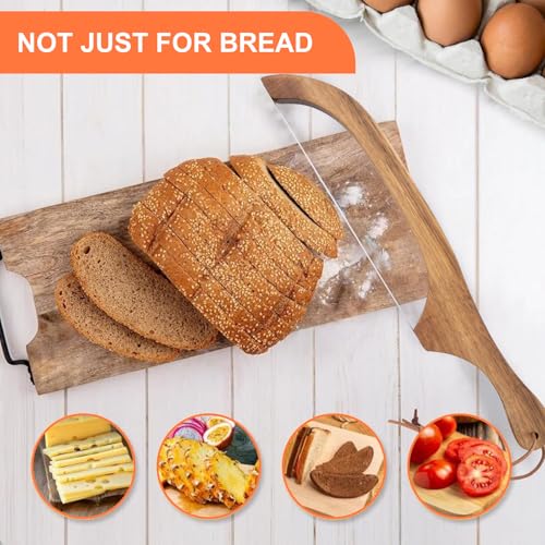 Suzmei Bread Slicer, 15.7x2.4 Inch Stainless Steel Bread Bow Saw with Bamboo Handle for Sourdough, Bagels, Baguettes - Image 7